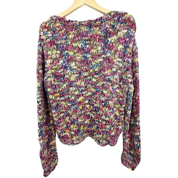 Missa Chunky Knit Rainbow Colorful Scoop Neck Pull Over Sweater L - Picture 7 of 7